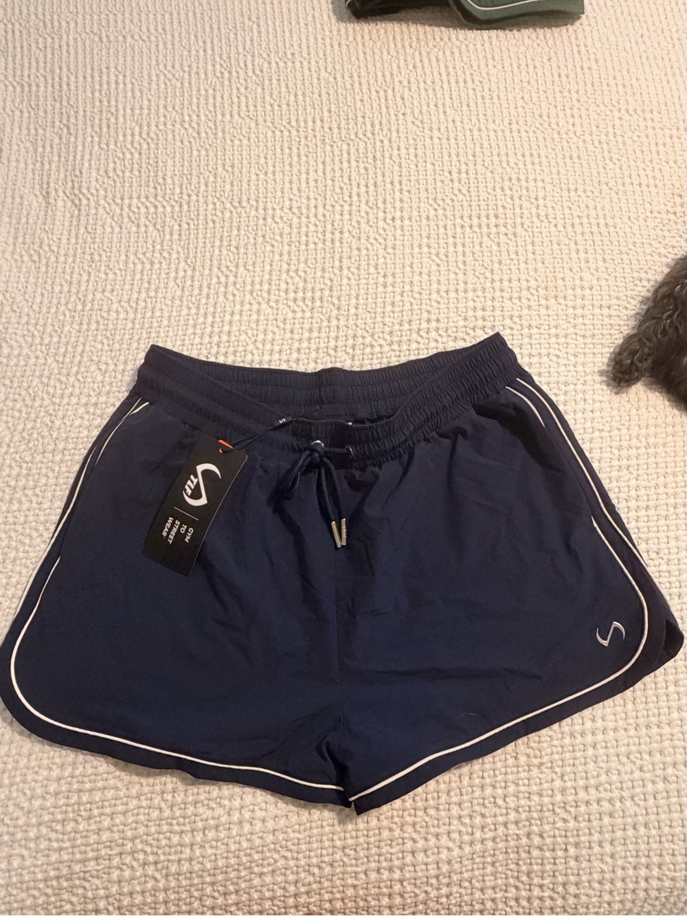 Nike Women's Navy Athletic Shorts with White Trim